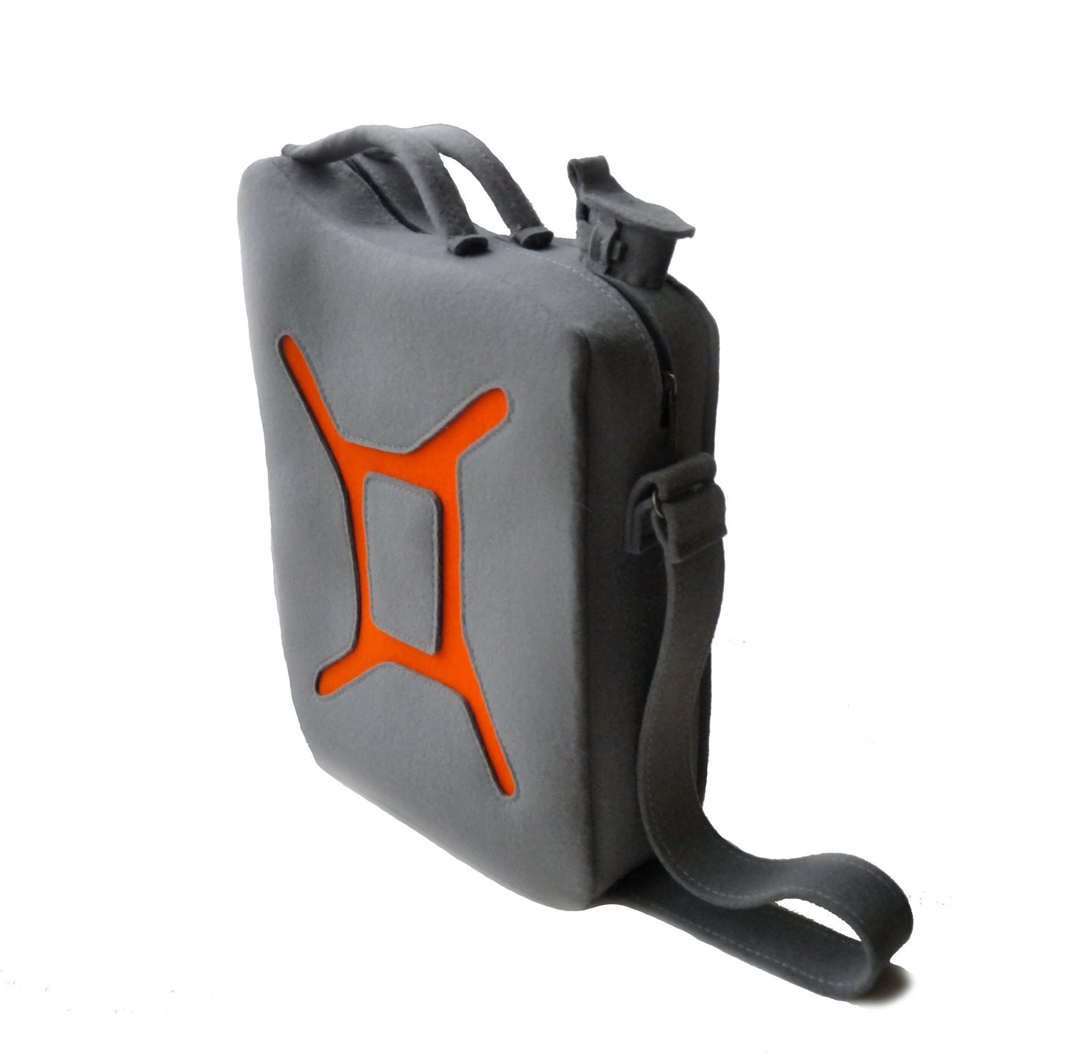 Grey and orange Felt Gas Can Bag