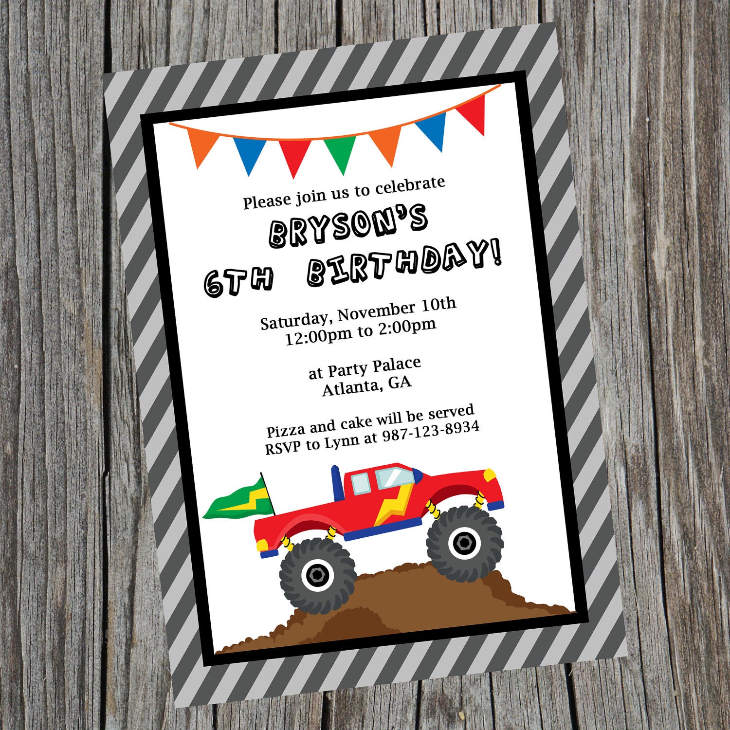Custom Printable Monster Truck Birthday Party Invitation. Monster Truck Party Theme Invite Il_170x135