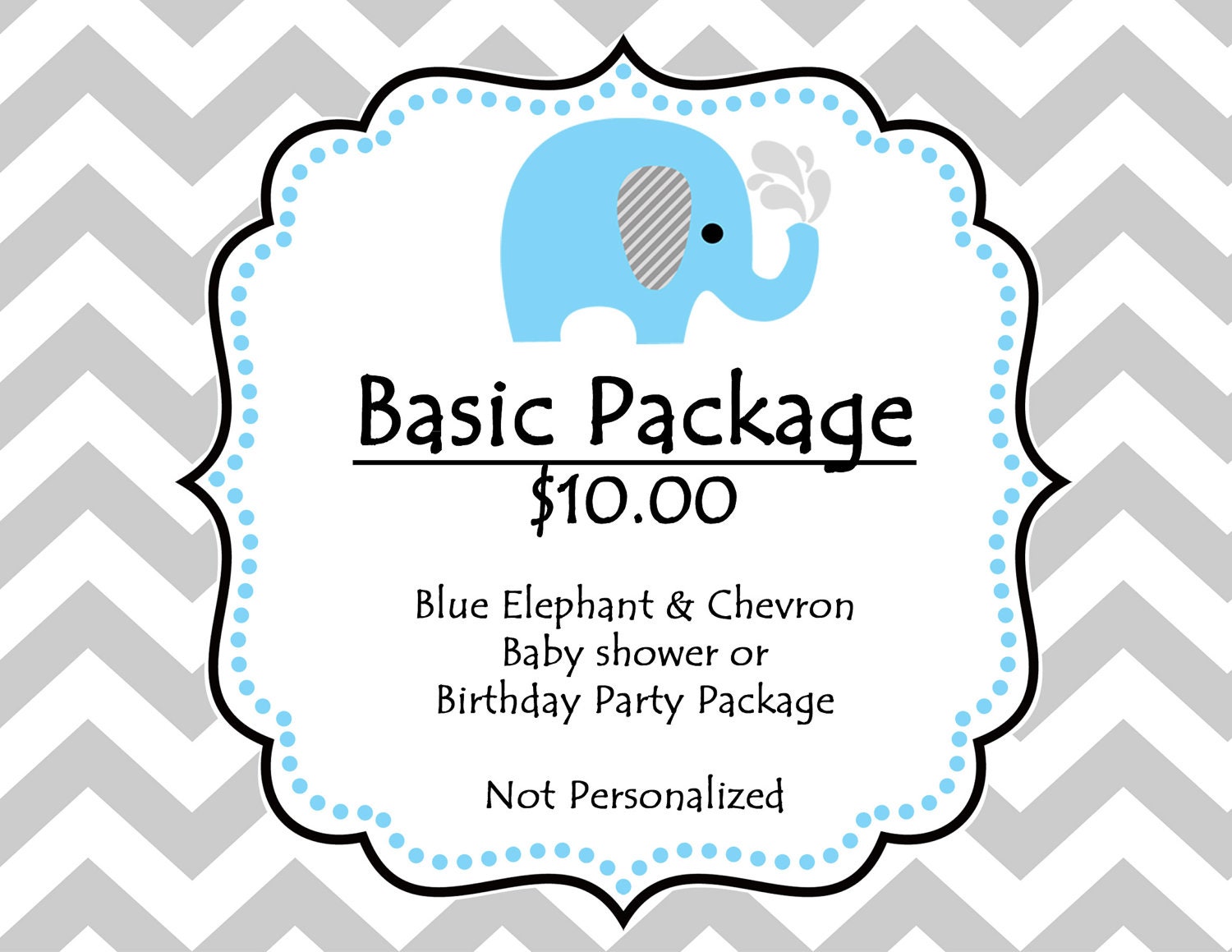 INSTANT DOWNLOAD.Printable Blue Elephant Baby Shower Party Package. Digital You Print Party Package. Gray Chevron and Blue Elephant Shower. Il_570xn