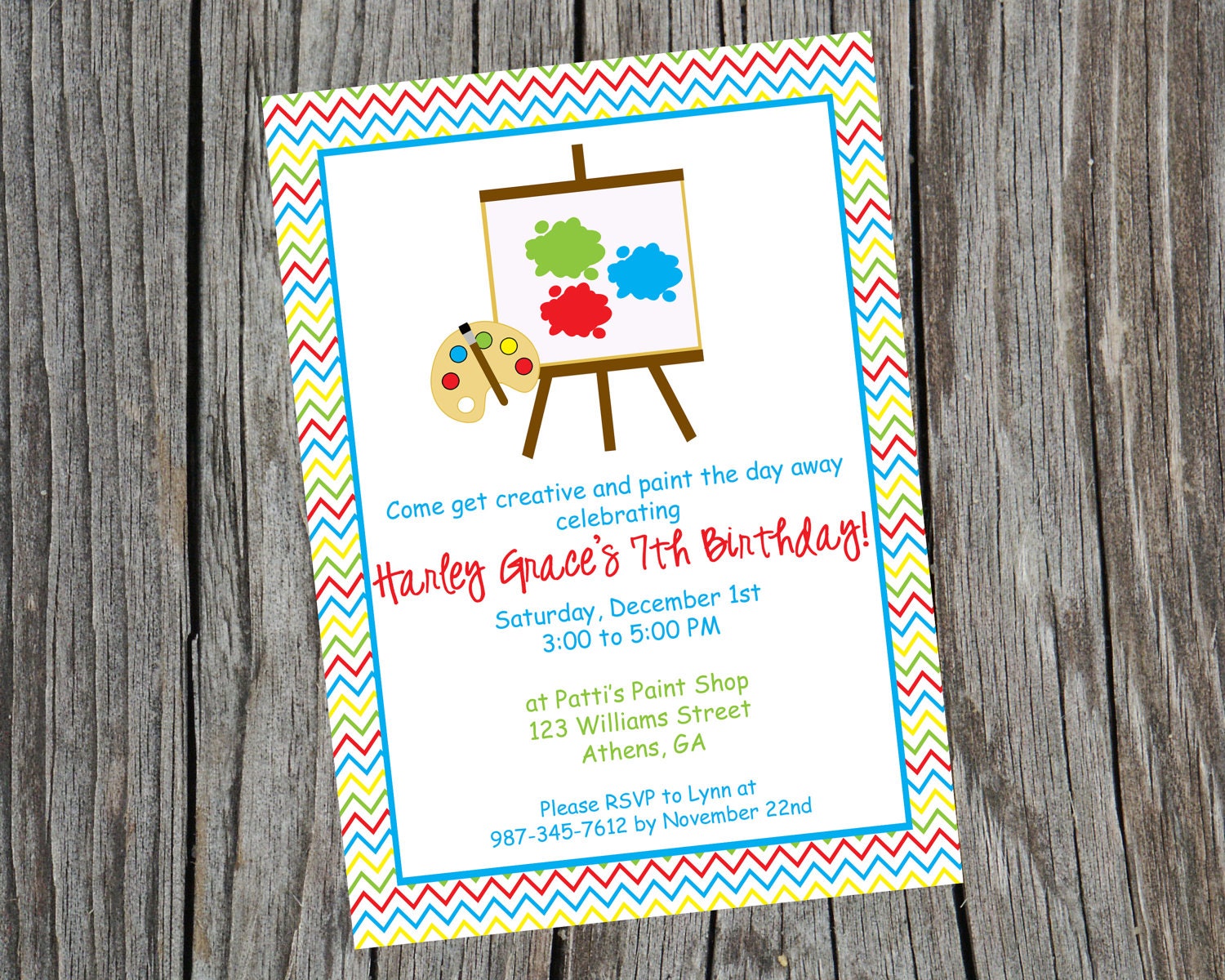 Custom Printable Painting Party Invitation. Personalized Arts and Crafts Painting Party Invitation. Il_570xn
