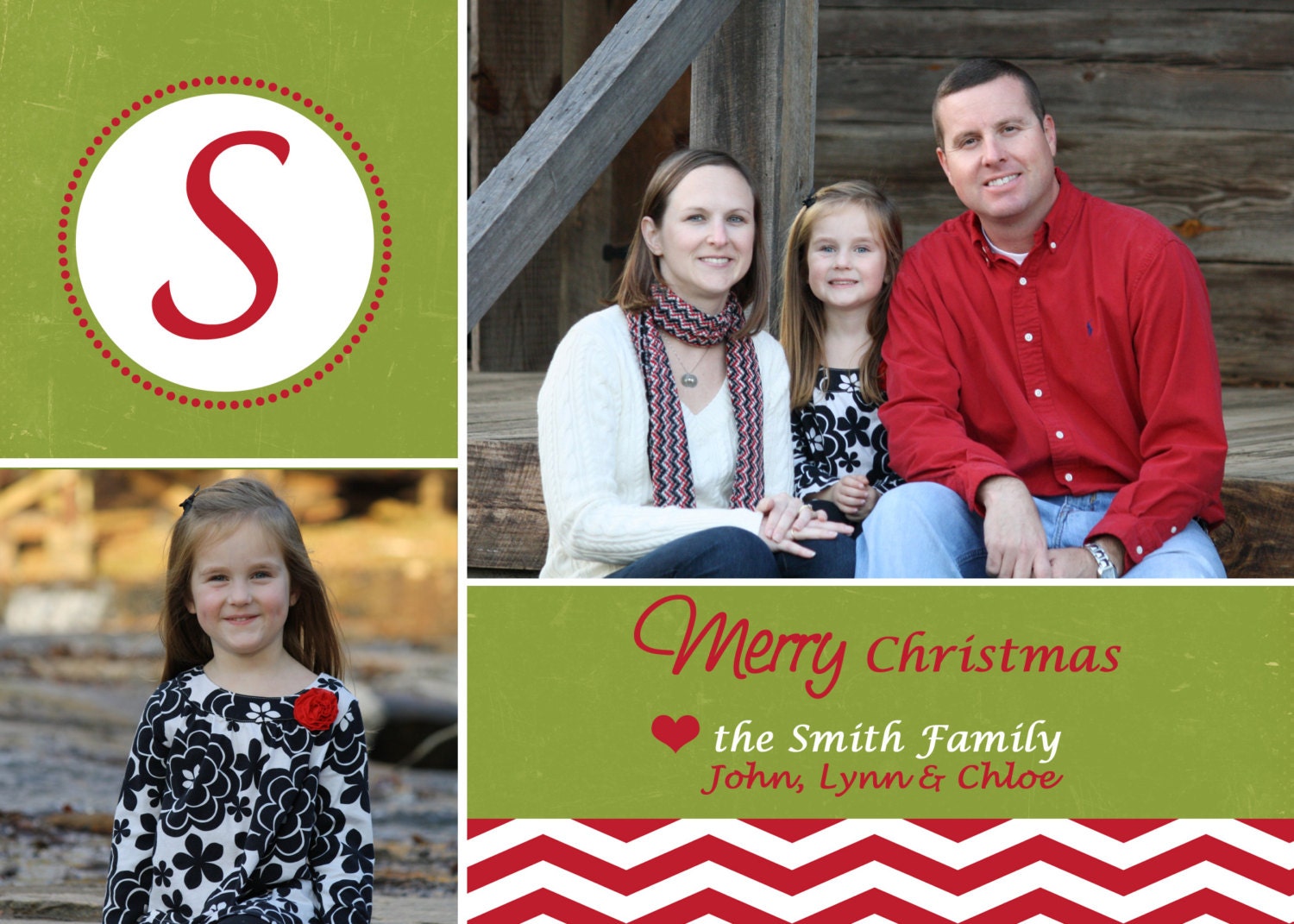 Printable and Customized Holiday Photo Card. Personalized Christmas Card. Chevron Christmas Card. Il_570xn