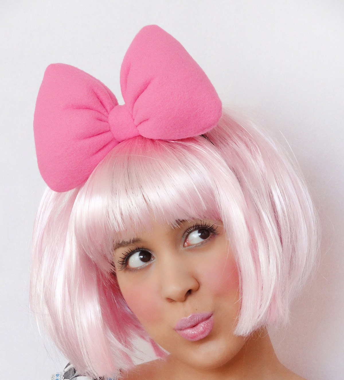 Minnie Mouse Headband Bow Hot Pink Poofy Bow Minnie Mouse hair bow headband pink bow minnie bow woman bow teens bow girls headband bow