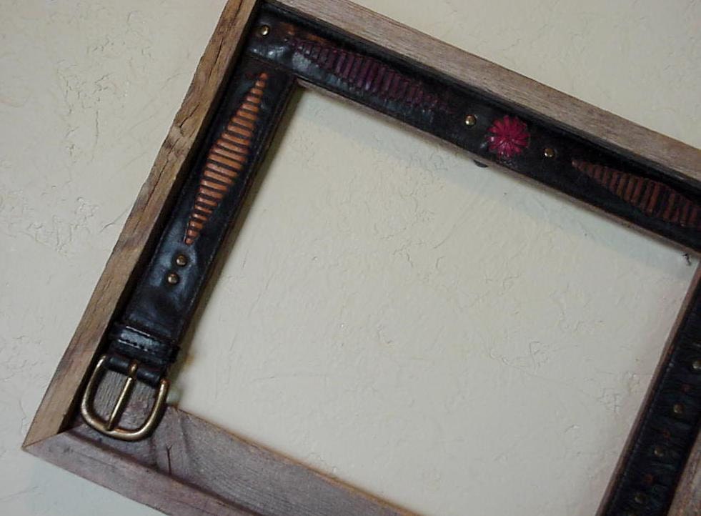 Cowboy Belt Frame Barnwood Western Upcycled Leather Belt Frame Original OOAK Cowgirl Home Decor itsyourcountry