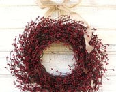 PRIMITIVE RUSTY STARS-Red Berry Wreath-Rustic Home Decor-Summer Wreath-Scented Cinnamon Sticks-Choose Scent & Ribbon