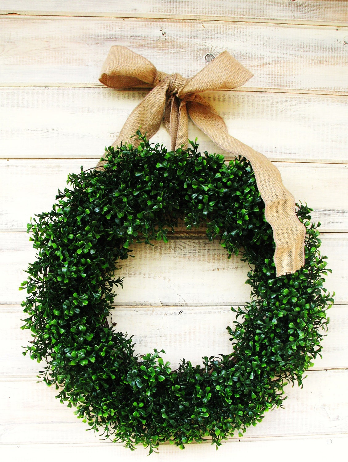 BURLAP BOXWOOD-Large Grapevine Door Wreath-Artificial Boxwood Wreath-Scented Apple Cinnamon-Choose Scent