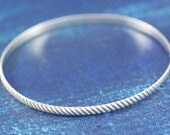 Sterling Silver Half Round Rope Wire Bangle Bracelet