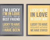 Personalized Quote Print 11x14 Set of two prints (song lyrics, poem, quote, message, vows ) yellow & grey, custom colors, Lucky Jason Mraz