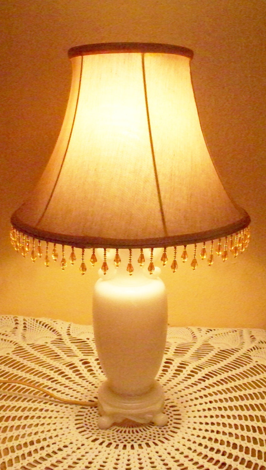Art Deco Lamp Milk Glass Peach Pink Color Electric Footed Table Lamp Antique Lamp