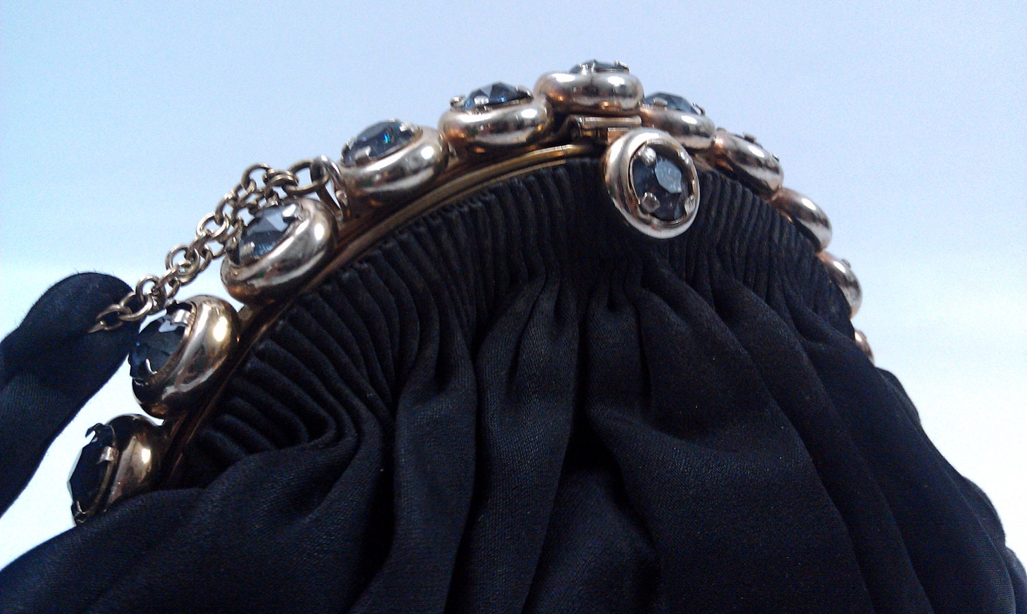 Gorgeous Black Designer Evening Bag with Chunky Crystals