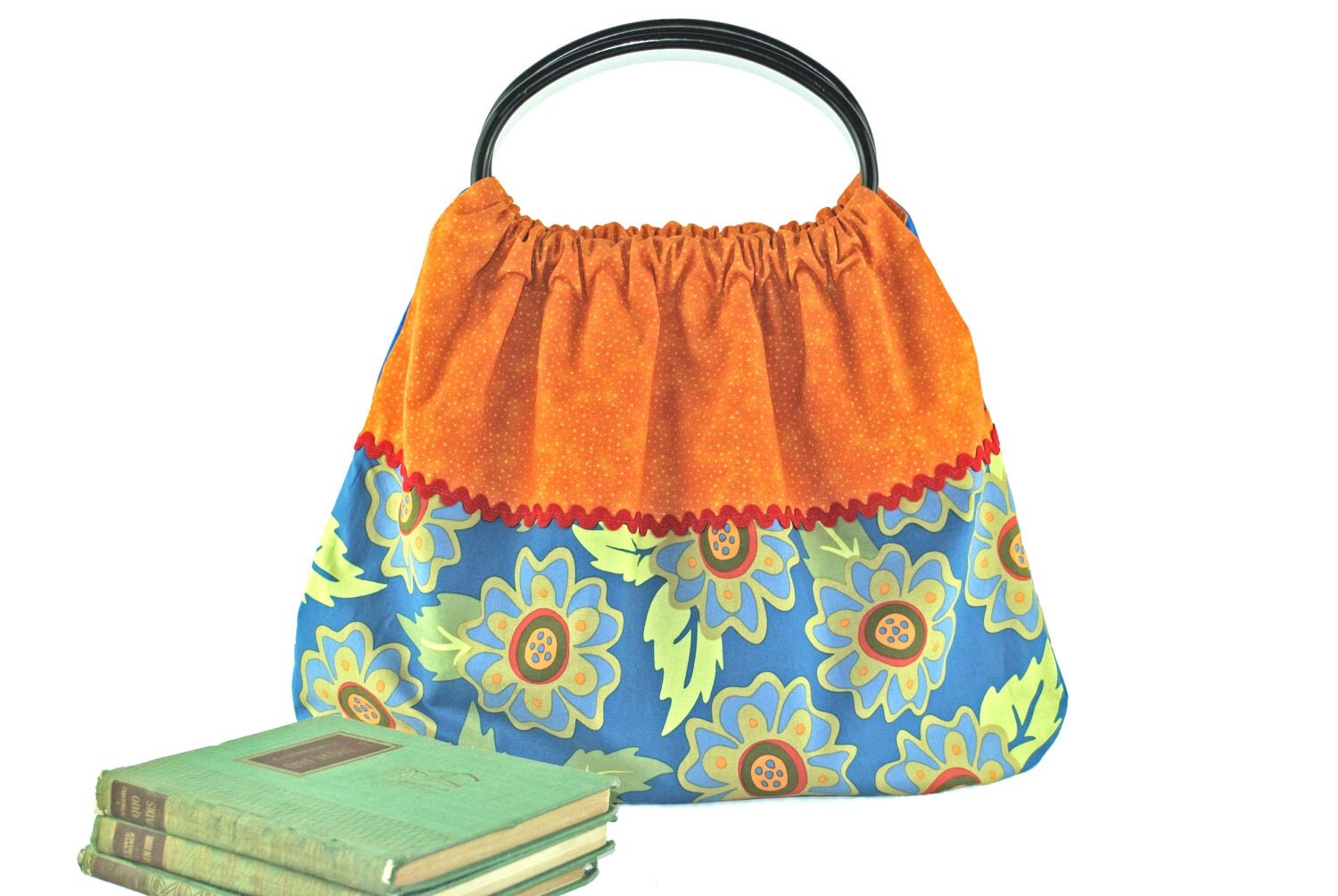 Cotton Handbag Vintage Style - Retro Flowers Pattern-reusable grocery bag - Cosetas