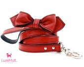 Renegade Red Leather Martini Bowtie Dog Leash
