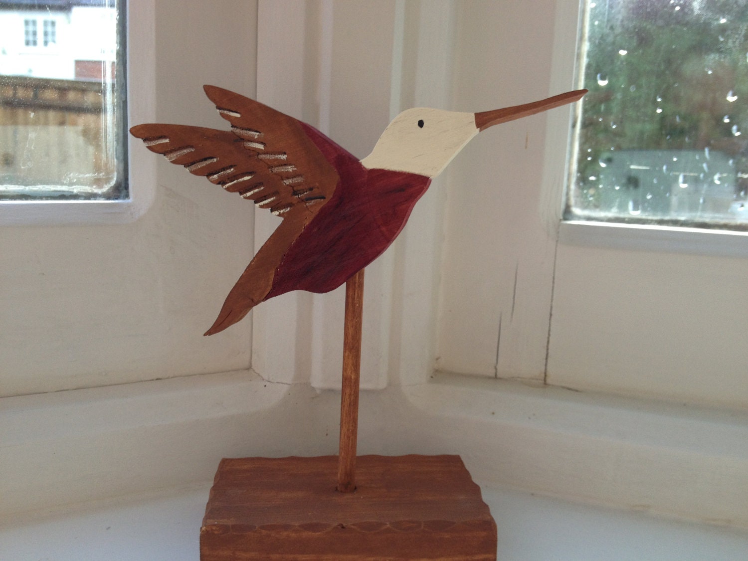 Wooden Hummingbird on a Stand