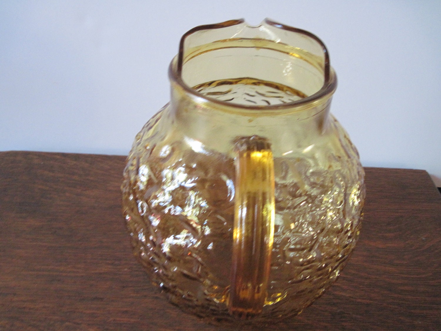 Anchor Hocking Milano Lido Pitcher, Amber Pitcher, Vintage Milano Lido Pitcher