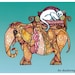 Steampunk Elephant Art Print, 8x10 with Pale Blue Cat
