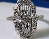Beautiful Antique 14k Filigree Diamond Large Bold Knuckle Ring - 4.2 grams