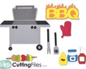 BBQ Grill Summer condiments, shish ka bob SVG cutting files for cricut and home cutting machines