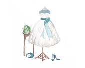 Wedding Dress Painting - Custom illustration of your Dress - Inscribed with calligraphy