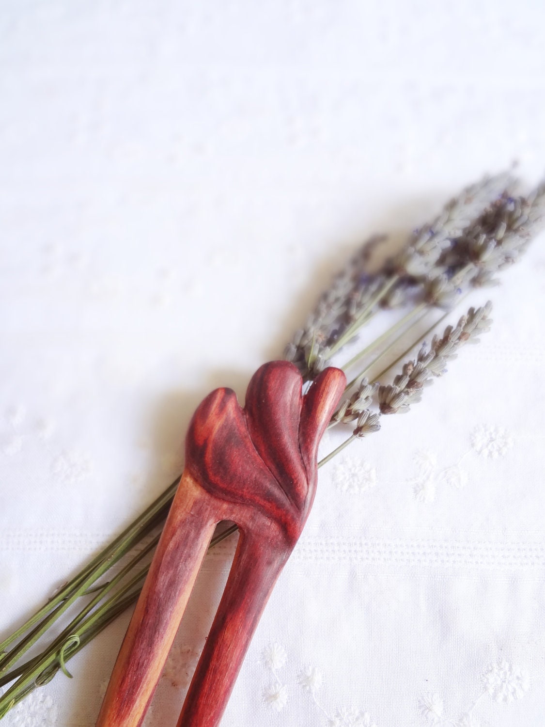 English rose garden- pink red white beige rustic hair fork