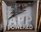 Light fixture vintage inspired metal lightning bolt barn wood