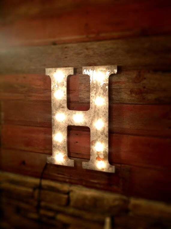 Industrial lighting On sale Vintage Metal Letter light fixture 24" marquee