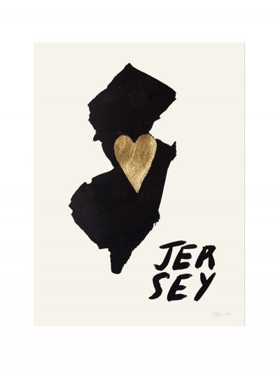 Home Is Where the Heart Is- NEW JERSEY (Gold Leaf Print)