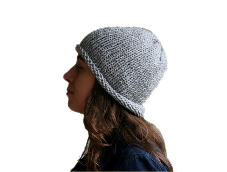 Grey Knit Beanie - Gray Hat - Christmas Gift - Fall Winter Fashion - Women Teens Accessories - Beret