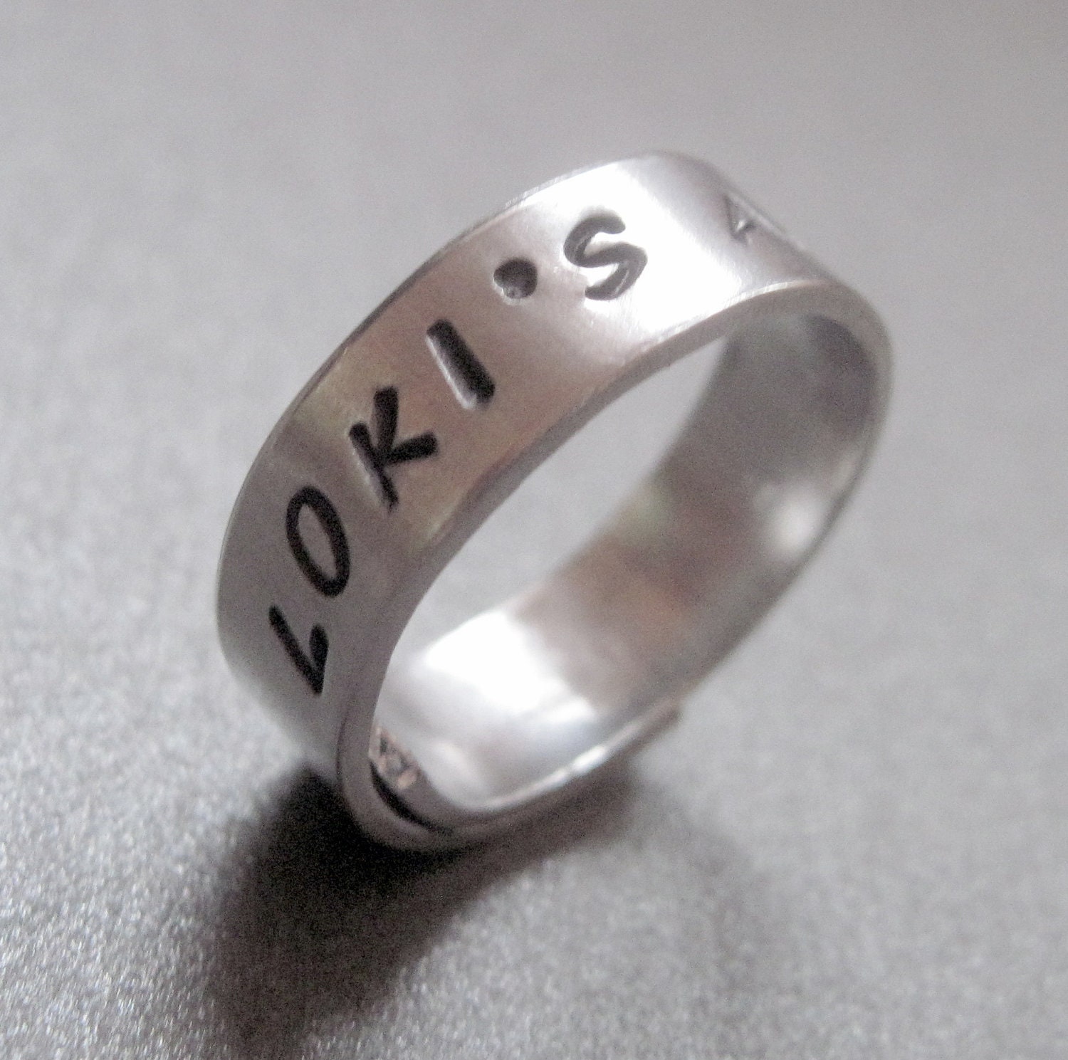 Avengers Loki Inspired Skinny Ring - Loki's Army- Hand Stamped Aluminum Wraparound Ring