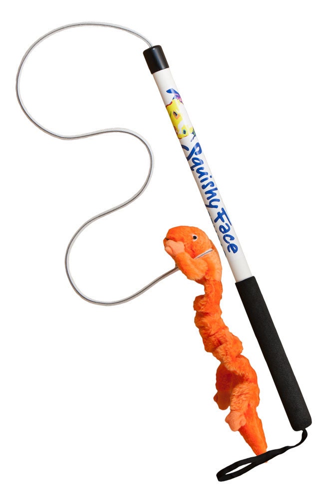 Flirt Pole Jr. with Orange Zanies Bungee Gecko Lure - Chase Dog Toy for Fun Obedience Training & Exercise