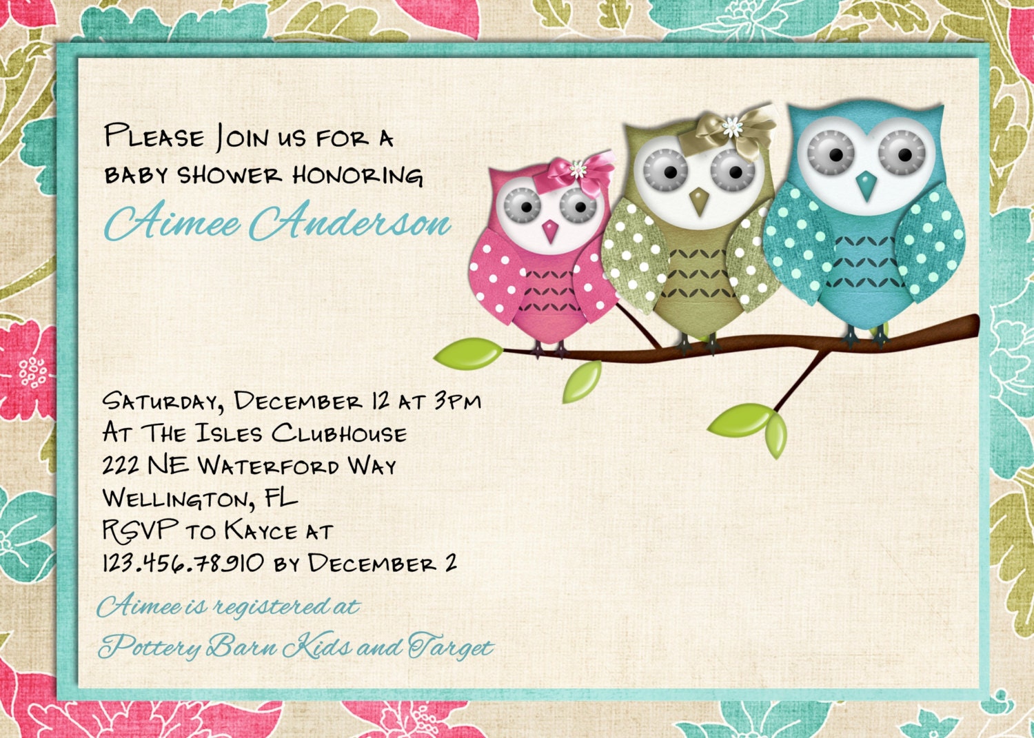 Shabby Owls Baby Shower Invitation Owl Family Printable Custom Invite Il_170x135
