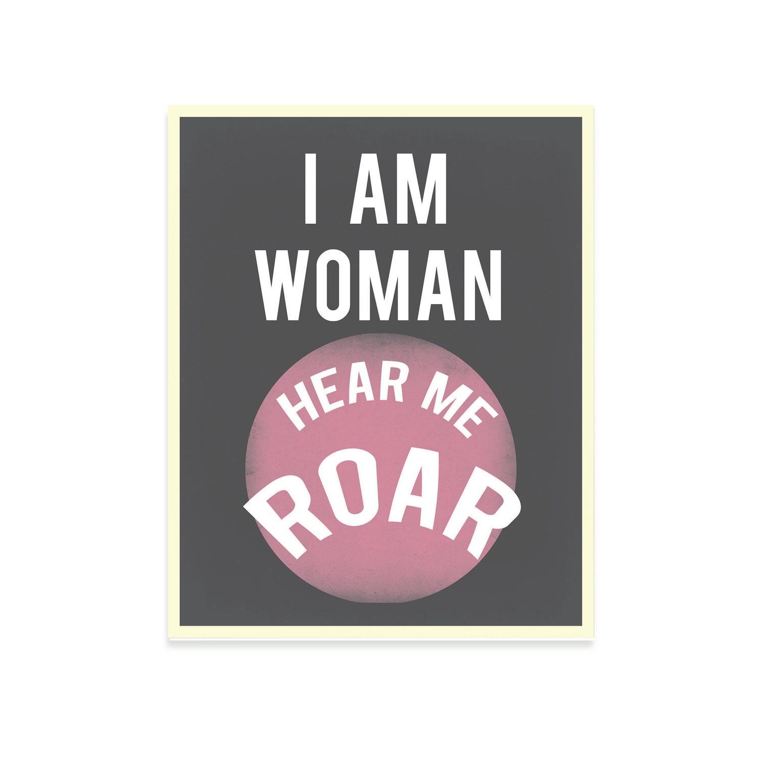 Inspirational Wall Art Typography Art Print I Am Woman Hear Me Roar Gift Under 25 8x10 Pink