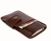 iPhone 5  Wallet / Case (Riley) - Rust Brown Leather