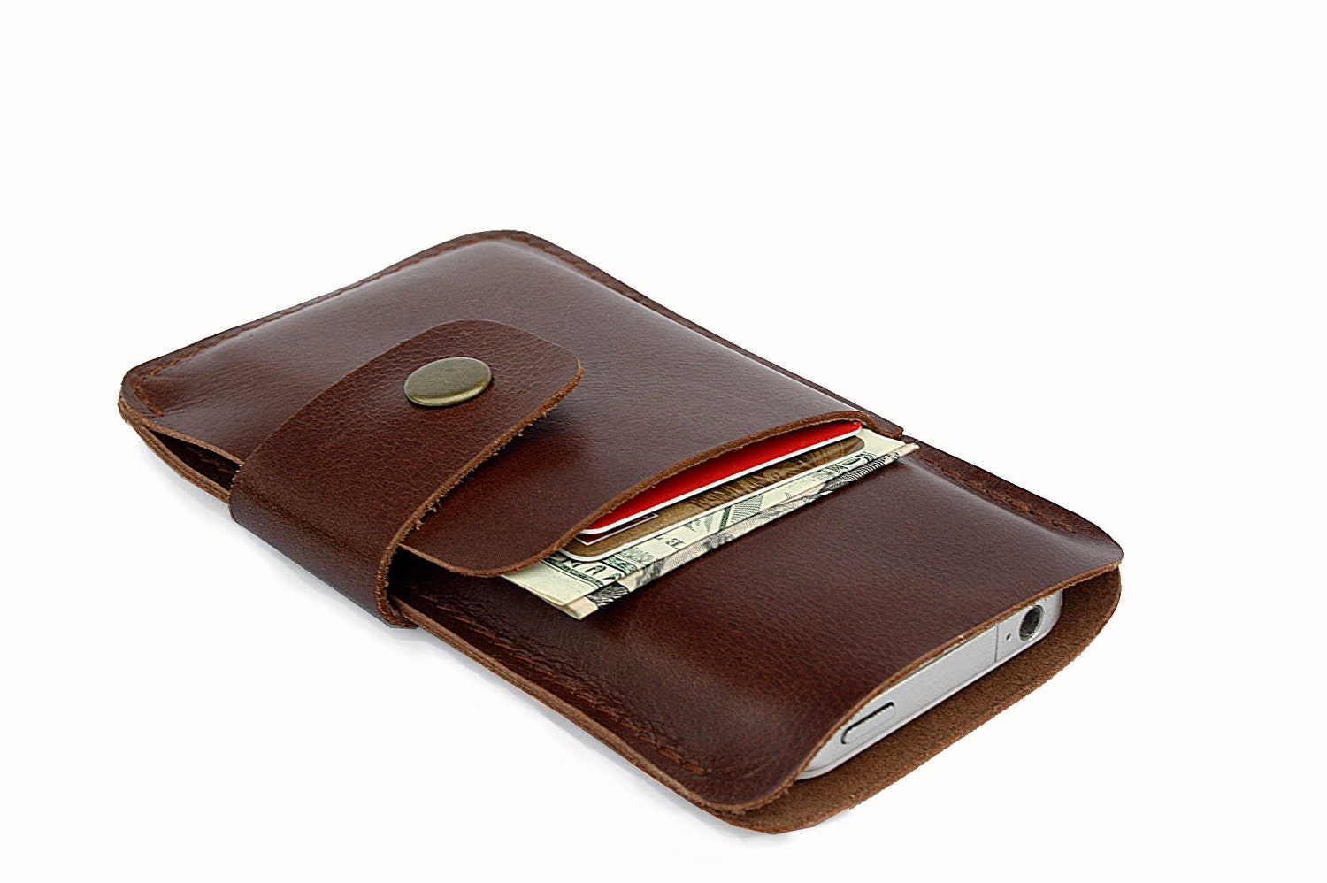 iPhone 5  Wallet / Case (Riley) - Rust Brown Leather