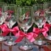 5 Monogrammed  Bride and Bridesmaid Wine Glasses