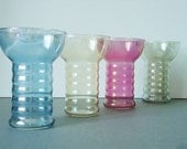 Iridecent Ribbed Tumblers - Vintage Glass Drinking Tumblers - Retro Drinking Glasses
