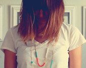 Beaded Colorblocked Long Necklace in Blue and Turquoise, The Ankaa