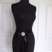 Wedding Bridal Bridesmaid SASH - Ebony Black - with Stunning Rhinestone Brooch Pin - 3 yards Satin Ribbon