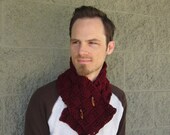 MEN'S  BURGUNDY Scarf Hipster Ascot Neck Warmer Hand Made Gifts For Guys Under 50 Dollars Preppy