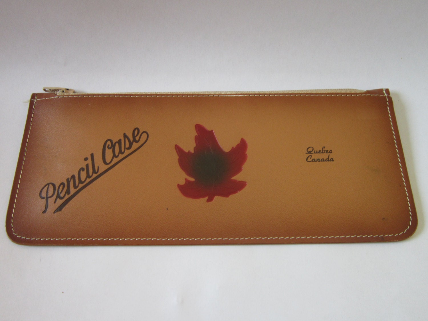 Vintage Pencil case Quality Canada Valhyde Leather Maple Leaf