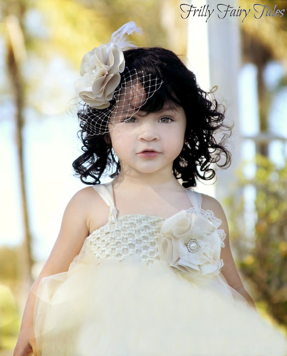 Ivory & Champagne Flower Girl Dress