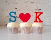 Initials with Heart Cake Topper