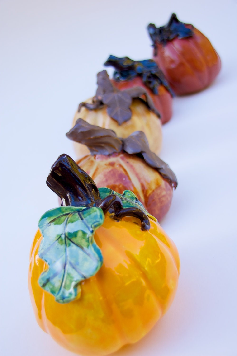 Handmade ceramic harvest pumpkins for fall decor - GR8ART4U