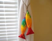 Beachy Tie Backs - Fish Tassels - Tropical Decor - Rainbow Decorations