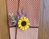 Set of 2 - Cinnamon Nutmeg Donuts and Chevrons - Cotton Kitchen Dish Towels, Tea Towels, Industrial Mid-Century Look, Farmhouse Kitchen