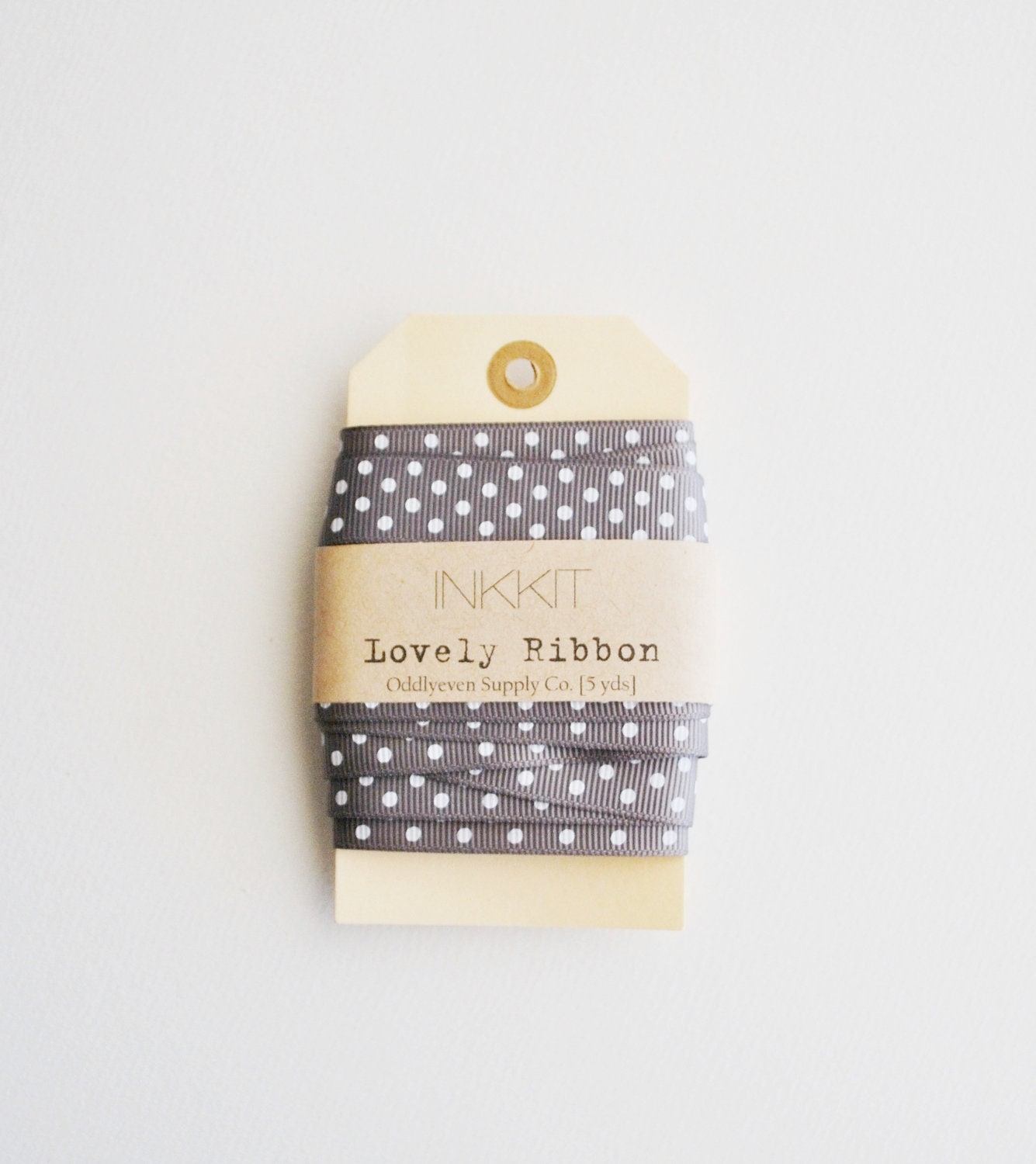 dotted dark gray ribbon (5 yards)
