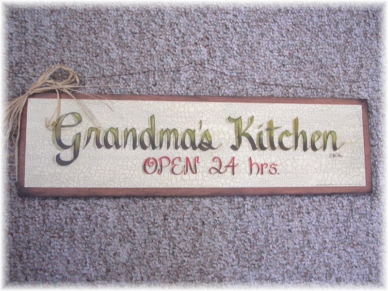 Grandmas Kitchen Open 24 hours wooden Wall art sign Grandmother gift