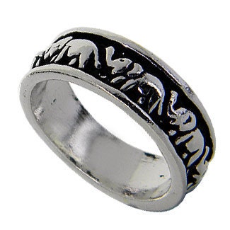 Band Elephant Sterling Silver Ring, Sterling silver ring black ...