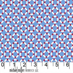 Michael Miller fabric for quilt or craft Shore Thing by Emily Herrick Lifesaver in Blue Half yard