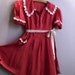 Vintage 1940s Girls Dress Deep Red Crepe Crochet Lace Deconstructed Tattered As Shown Display Piece TREASURY ITEM