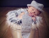 Crochet PATTERN - Baby Neck Tie And Fedora Little Man Hat Set - Instant Download PDF 118 - Photography Prop Pattern