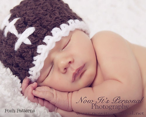 Crochet PATTERN - Baby Chunky Football Beanie Crochet Hat Pattern - Instant Download PDF 162 - Newborn to Adult - Photography Prop Pattern